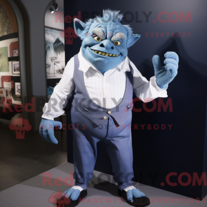 Blauwe Ogre mascottekostuum...