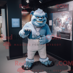 Blauwe Ogre mascottekostuum...
