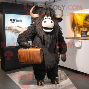 Sort Yak maskot kostume...
