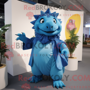 Blå Ankylosaurus maskot...