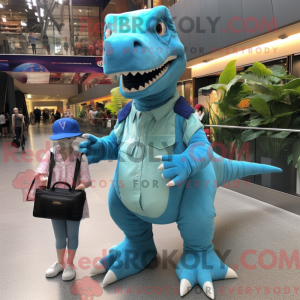 Cyan Tyrannosaurus maskot...