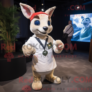 Hvid kænguru maskot kostume...