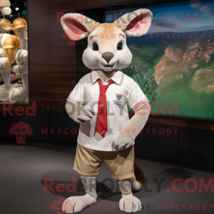 Hvid kænguru maskot kostume...