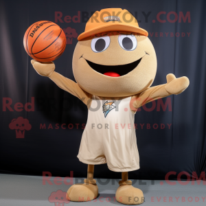 Beige basketbollmaskot...