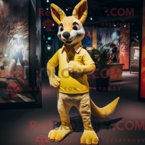 Gul kænguru maskot kostume...