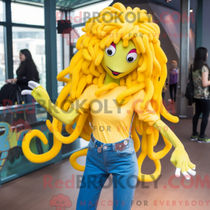 Geel Medusa-mascottekostuum...