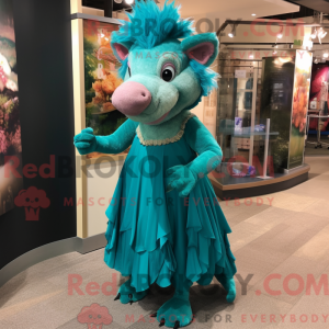 Teal Wild Boar mascot...