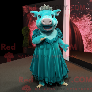 Teal Wild Boar mascot...