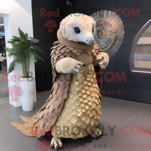 Beige Pangolin maskot...