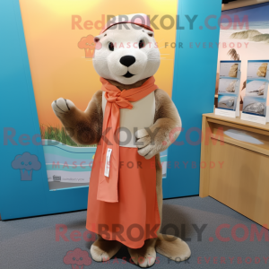 Peach Otter maskot kostume...