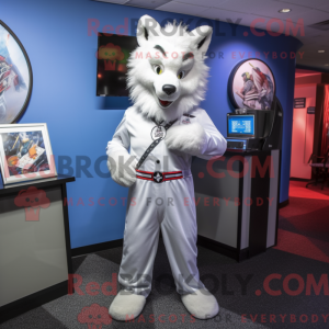 Witte Wolf mascottekostuum...