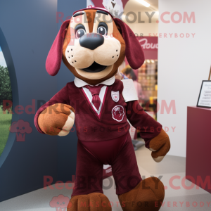 Maroon Dog maskot kostume...