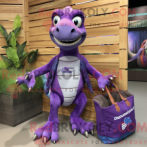 Fantasia de mascote Dimorphodon roxo com moletom e sacolas tote - Mascotes Dimorphodon - REBROKO_252525 - RedBrokoly.com