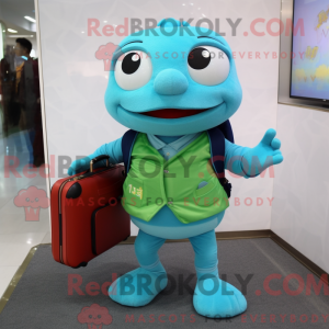 Cyan Frog-maskotdraktfigur...