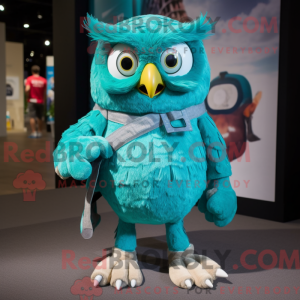Teal Owl maskotdraktfigur...