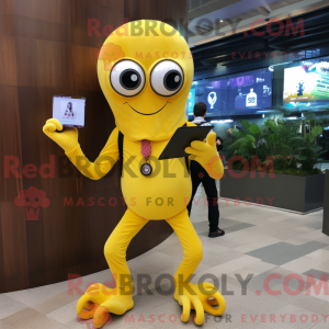 Gul Octopus maskot kostyme...
