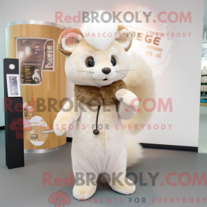 Beige Hermelin maskot...