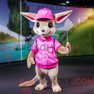 Pink kænguru maskot kostume...