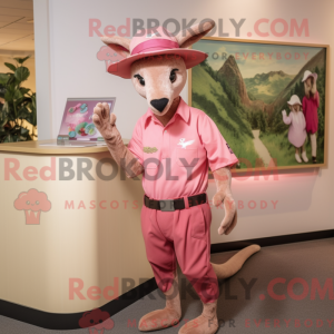 Pink kænguru maskot kostume...
