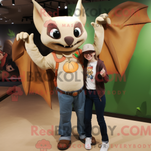 Beige Fruit Bat maskot...