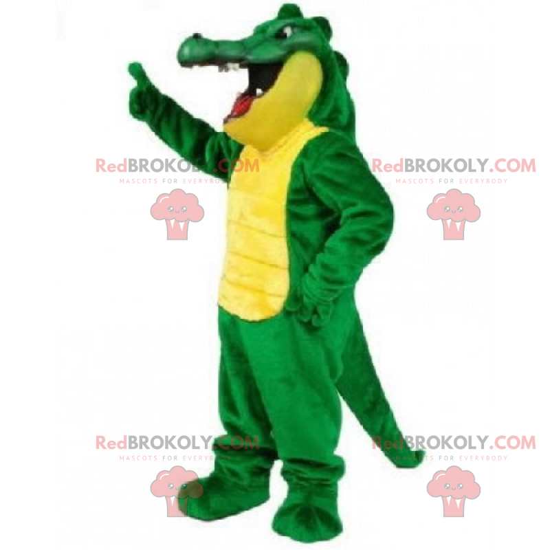 Stor grøn og gul krokodille maskot - Redbrokoly.com
