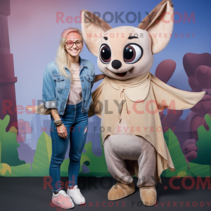 Beige Fruit Bat mascot...