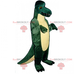 Grande mascote dinossauro com dentes afiados - Redbrokoly.com