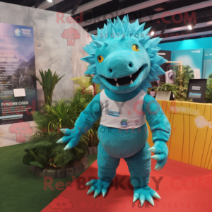Cyan Ankylosaurus maskot...