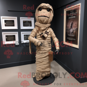 Tan Mummy maskot drakt...