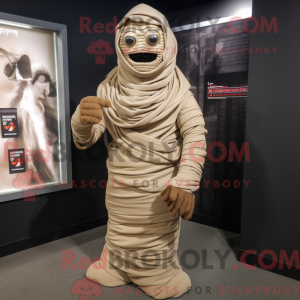 Tan Mummy maskot kostume...