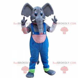 Großes Elefantenmaskottchen mit Overall - Redbrokoly.com