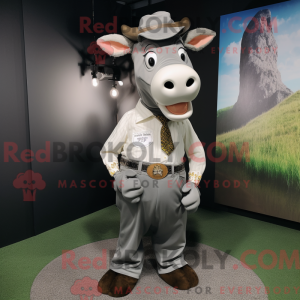 Grå Jersey Cow maskot...
