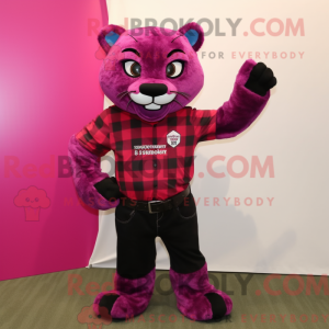Magenta Panther Maskottchen...