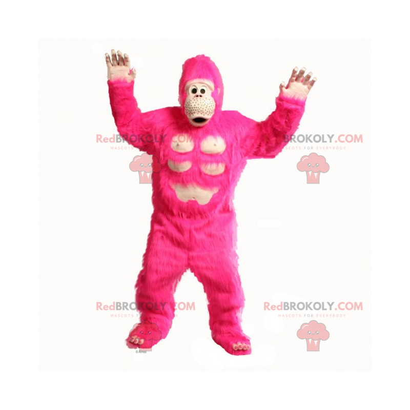 Stor lyserød gorilla maskot - Redbrokoly.com