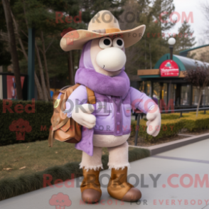 Fantasia de mascote de vaqueiro lavanda com parca e bolsas - Mascotes vaqueiros - REBROKO_252734 - RedBrokoly.com