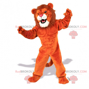 Stor løve maskot med hvit geit - Redbrokoly.com