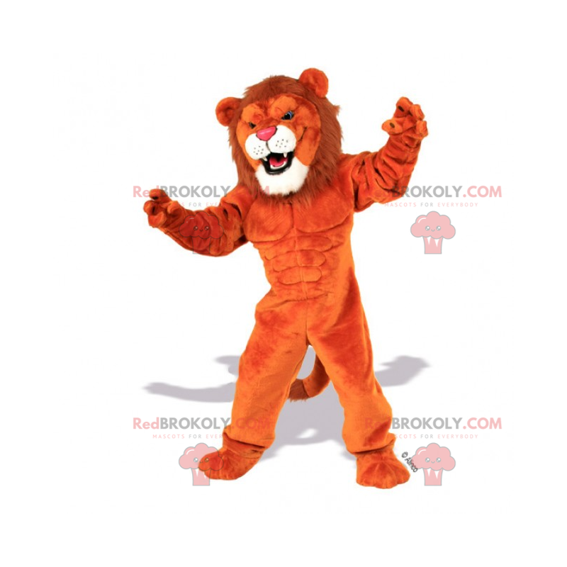 Mascotte de grand lion avec bouc blanc - Redbrokoly.com