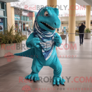 Turquoise Allosaurus mascot...