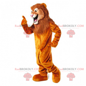Leão grande mascote com juba longa - Redbrokoly.com