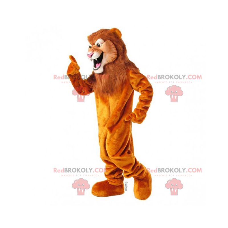 Leão grande mascote com juba longa - Redbrokoly.com