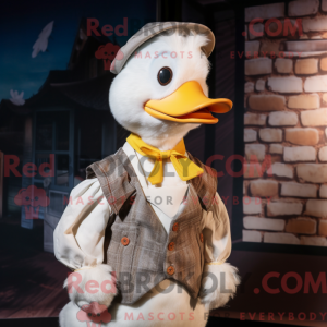 Cream Duck maskotdraktfigur...