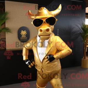 Guld Zebu maskot kostume...