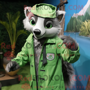 Grøn Civet maskot kostume...