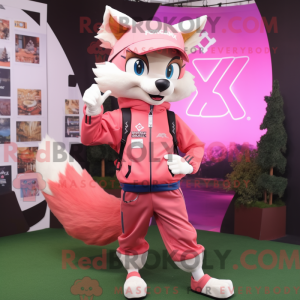 Pink Fox maskot kostume...