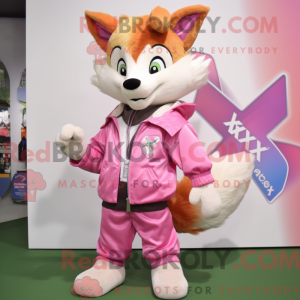 Pink Fox maskot kostume...