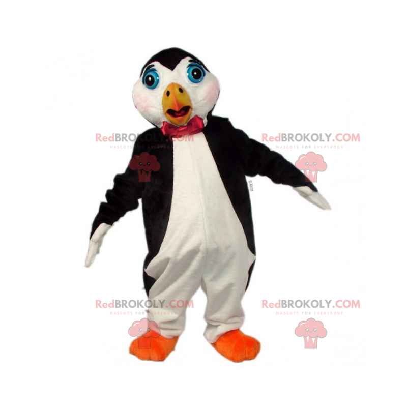 Mascote grande pinguim com gravata borboleta - Redbrokoly.com