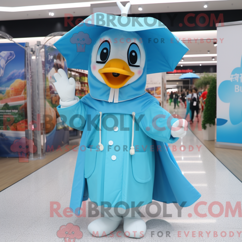 Fantasia de mascote de cisne azul com capa de chuva e gorros - Mascotes cisne - REBROKO_252860 - RedBrokoly.com