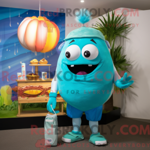 Cyan Burgers Maskottchen...