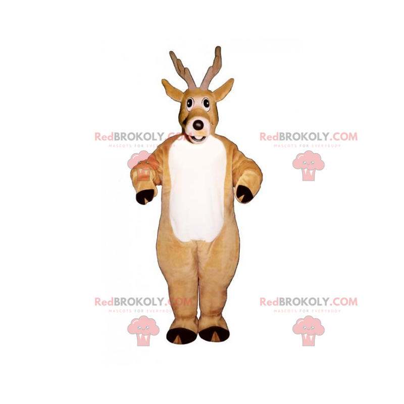 Großes Rentiermaskottchen mit weißem Bauch - Redbrokoly.com