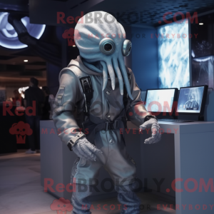 Sølv Kraken maskot kostume...